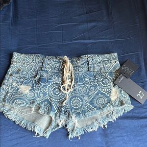 Billabong Blue Jean Shorts Distressed High-Waisted